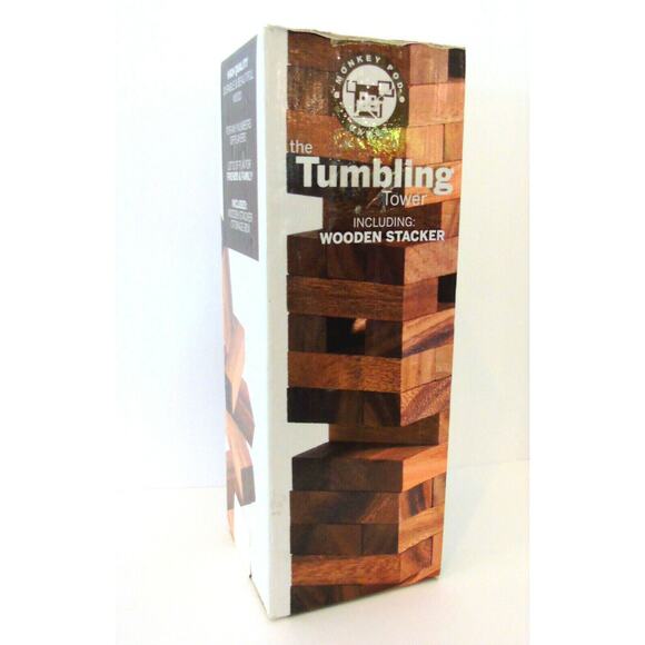 LG TUMBLING TOWER + WOODEN STACKER Building Blocks Construction Game Monkey Pod - Picture 3 of 8